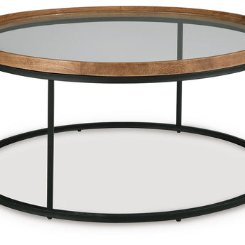 Noraluna - Round Cocktail Table - Medium Brown
