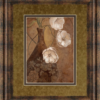 Flores En Umber I By Nan - Framed Print Wall Art - Light Brown