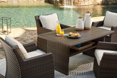 Easy Isle - Mesa multiusos rectangular - Marrón oscuro/beige