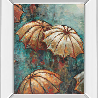Umbrellas By Heath - Mirror Framed Print Wall Art - Blue