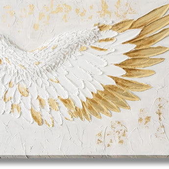 Radiant Feathered Uplift - 35" x 47" Framed Wall Art - White