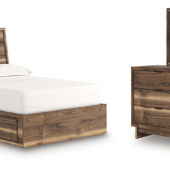 Chirason - 3 Pc. - Full Panel Storage Bed, Dresser And Mirror - Brown