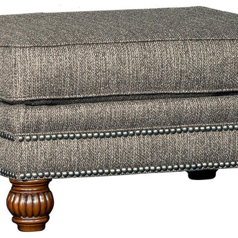 Mayo 4300 Series Traditional Ottoman with Carved Wood Feet - Leather