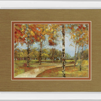 Autumn Path By Carmen Dolce - Mirror Framed Print Wall Art - Light Brown