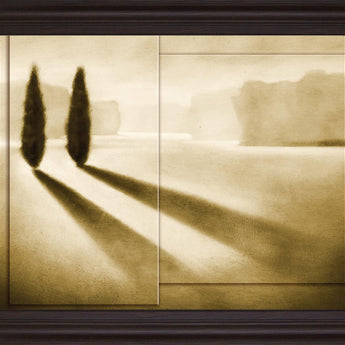 Silent Shadowscape - 28" x 34" Framed Wall Art - Light Brown