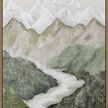 Verdant Passage II Hand-Painted Canvas In Frame - Green / Ivory