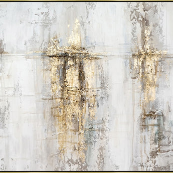 Hand Painted Textured Canvas With Foil In Magic Frame - Pearl Silver