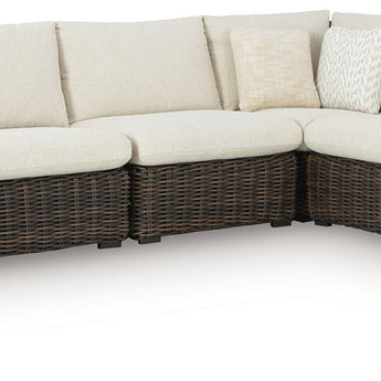 Kimora - 4-Piece Outdoor Sectional - Beige / Dark Brown