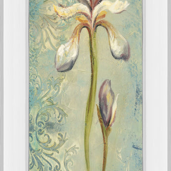 Floral Xi By Lee Hazel - Mirror Framed Print Wall Art - Light Blue