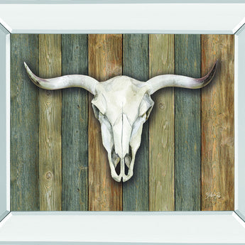 Cow Skull Il By Marla Rae - Mirror Framed Print Wall Art - Light Brown