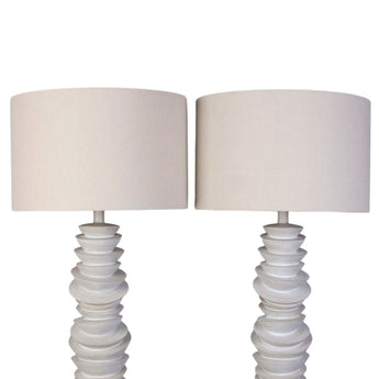 Sculpted Drift Resin Table Lamp (Set of 2) - Distessed White