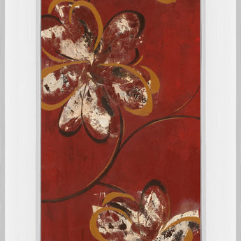 Flowers Dancing Il By Katrina Craven - Mirror Framed Print Wall Art - Red