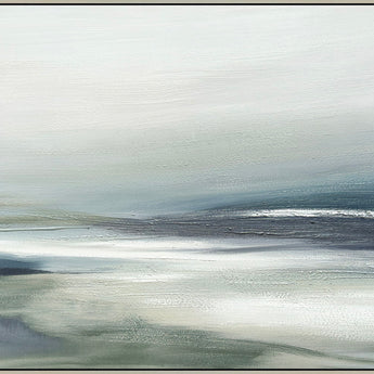 "Serene Horizon" Hand-Embellished Canvas In Frame - Blue / Gray