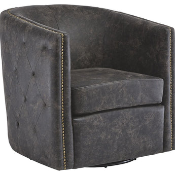 Brentlow - Swivel Accent Chair - Distressed Black