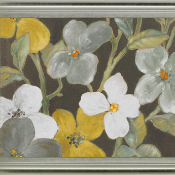 Golden Meadow Blossoms - 28" x 34" Framed Wall Art - Gray