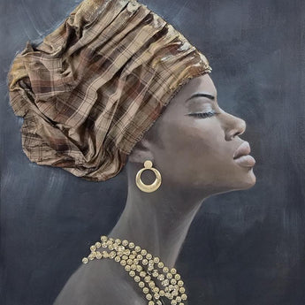 Gilded Profile Grace - 30" x 40" Framed Wall Art - Black