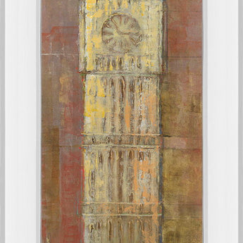 Big Ben By Longo - Mirror Framed Print Wall Art - Dark Red