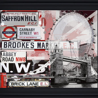 London Fusion - 28" x 34" Framed Wall Art - Dark Gray