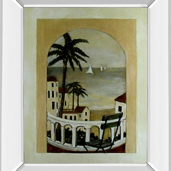 Island Hideaway By Ruane Manning - Mirror Framed Print Wall Art - Beige