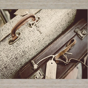 Suitcase Tags - 28" x 34" Framed Wall Art - Beige
