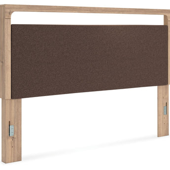 Kinlanni - King Upholstered Panel Headboard - Tan / Brown