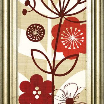 Floral Pop Panel Il By Mo Mullan - Framed Print Wall Art - Red