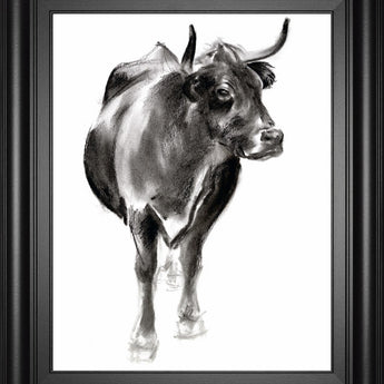 22x26 Charcoal Cattle I By Jennifer Paxton Parker - Dark Gray