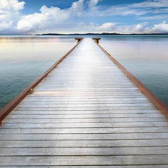 Long View Pier By Danita Delimont (Framed Small) - Blue
