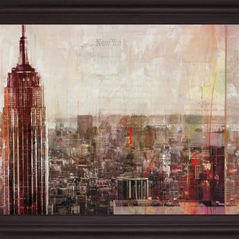 Copper Skyline Majesty - 28" x 34" Framed Wall Art - Dark Brown