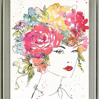 Whimsical Bloom Portrait - 28" x 34" Framed Wall Art - Pink