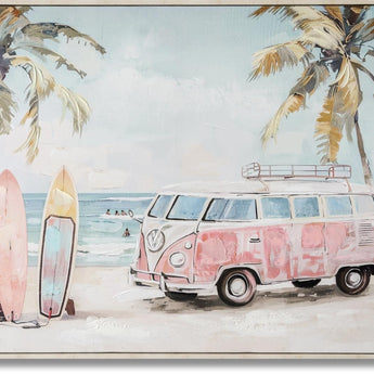 Pastel Surf Getaway - 33" x 48" Framed Wall Art - Light Blue