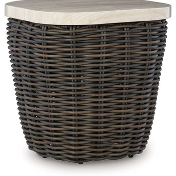 Kimora - Mesa auxiliar cuadrada - Beige / Marrón oscuro