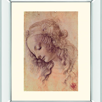 Testa Di Donna Di Profilo By Leonardo Da Vinci - Mirror Framed Print Wall Art - Beige