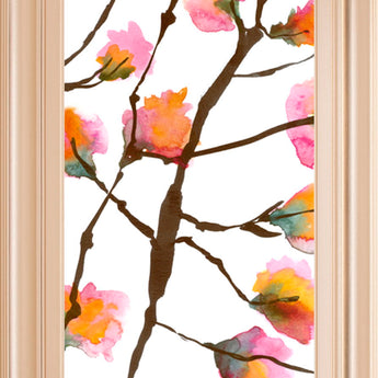 Inky Blossoms II By Deborah Velasquez - Framed Print Wall Art - Pink