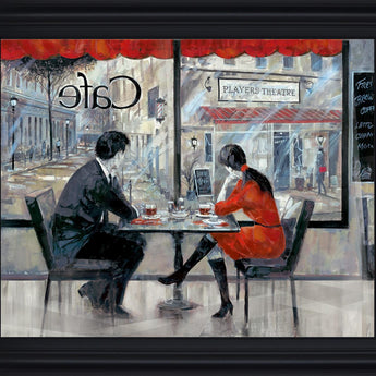 Cafe Conversation - 28" x 34" Framed Wall Art - Dark Gray
