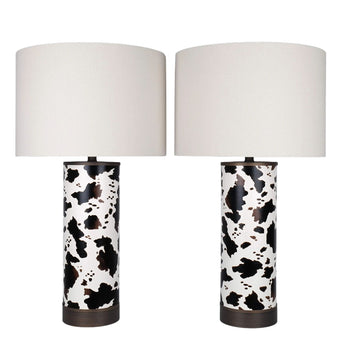 Painted Plains PU Leather & Metal Table Lamp (Set of 2) - Cowhide / Oil Rubbed Bronze