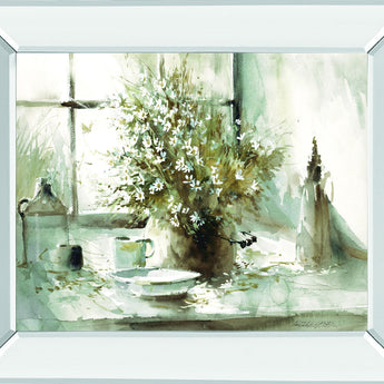 Daisy Still Life By George Bjorkland - Mirror Framed Print Wall Art - Gray
