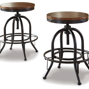 Valebeck - Swivel Barstool (Set of 2) - Brown / Black