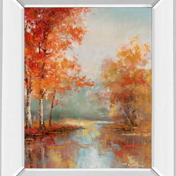 Autumns Grace I By T.C Chiu - Mirror Framed Print Wall Art - Orange