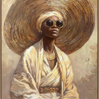 Sunlit Muse I Hand-Embellished Canvas In Frame - Beige / Brown