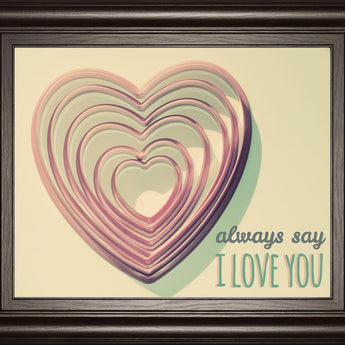 Layered Heart Whimsy - 22" x 26" Framed Wall Art - Beige