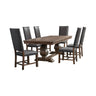 Gramercy 7 piece dining set with walnut pedestal table and six straight leg tall back chairs
