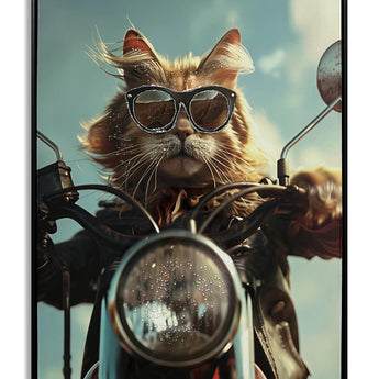 Wind Rider Cat - 21" x 29" Framed Wall Art - Black