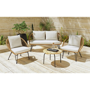Grace - Conjunto de 4 asientos para exterior - Beige/Natural