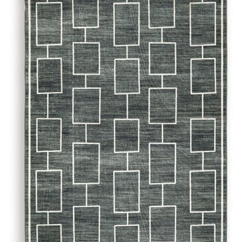 Elderland - 5' x 7' Washable Rug - Black / Gray