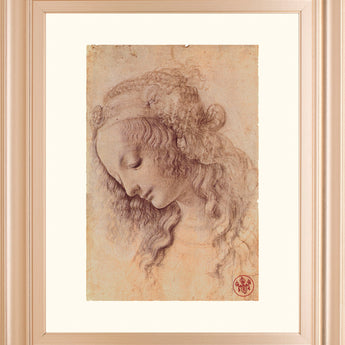 Testa Di Donna Di Profilo By Leonardo Da Vinci - Framed Print Wall Art - Light Brown