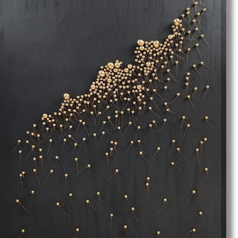 Golden Cluster Drift - 36" x 48" Framed Wall Art - Black