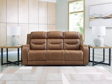 Knightington - Power Reclining Sofa With Audio Seating - Caramel