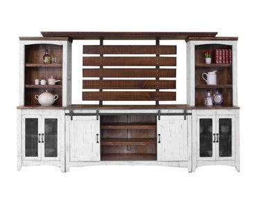 Pueblo TV Stand / Console / Wall Unit Antiqued White / Brown - image 4 of 4