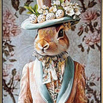 Garden Hare I Hand-Embellished Canvas In Frame - Antique Gold / Blush
